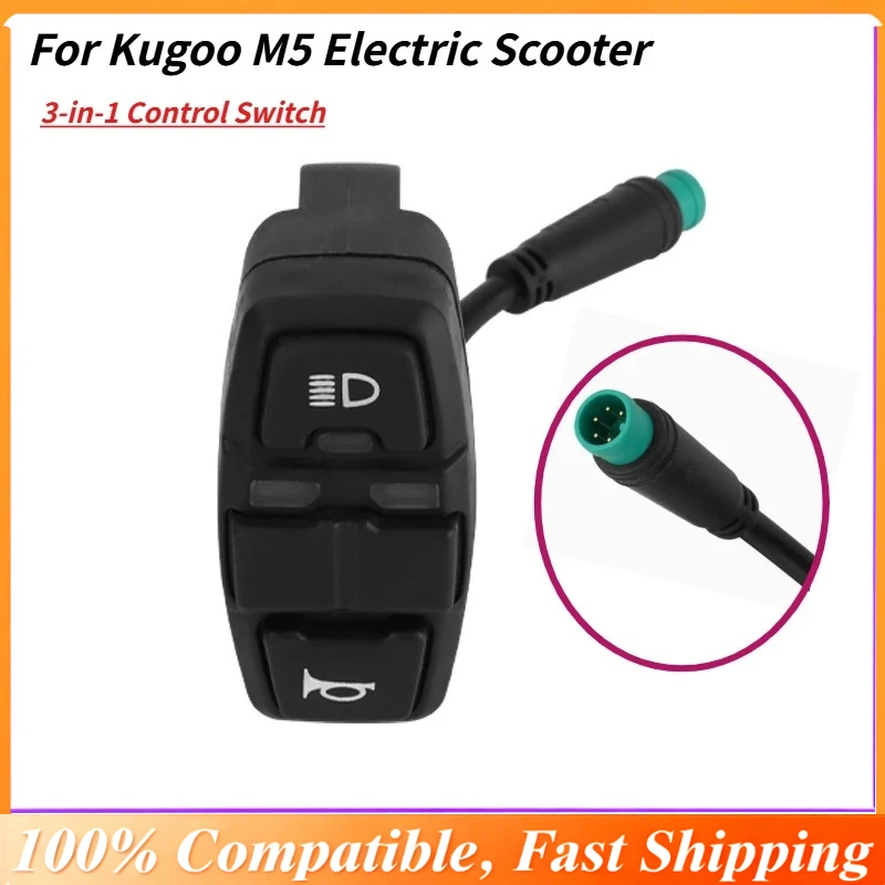 Переключатель управления 3-в-1 для электрического скутера Kugoo M5 — 5-звездочный дизайн, комбинированный звуковой сигнал, фара и функции указателей поворота
Переключатель управления 3-в-1 для электрического скутера Kugoo M5 — 5-звездочный дизайн, комбинированный звуковой сигнал, фара и функции указателей поворота