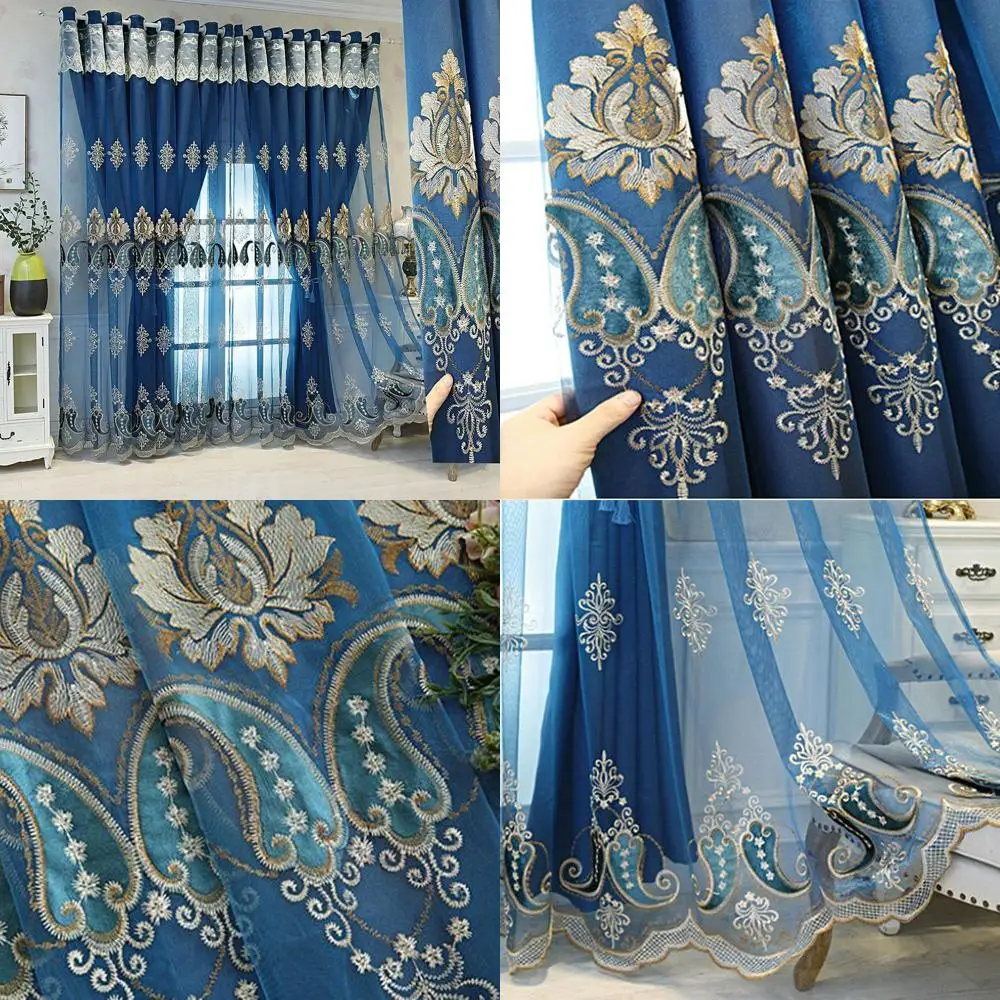 Роскошные двухслойные вышитые шторы с ламбрекенами, синие, 63x96 дюймов, для гостиной и спальни
Роскошные двухслойные вышитые шторы с ламбрекенами, синие, 63x96 дюймов, для гостиной и спальни