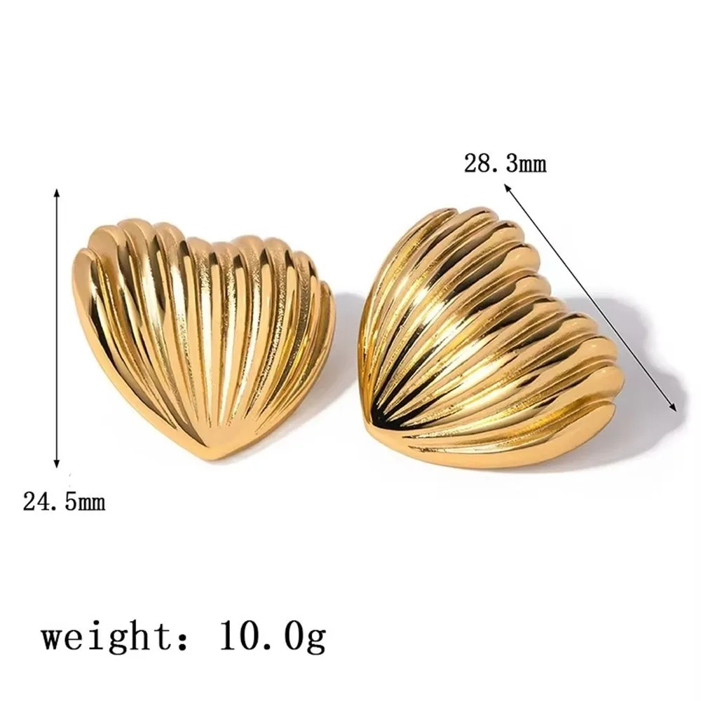 Fashion Gold Color Shell Stud Earring Stainless Steel Heart-shaped Steel Earrings Simple Party Jewelry Accessories Women Gift
Fashion Gold Color Shell Stud Earring Stainless Steel Heart-shaped Steel Earrings Simple Party Jewelry Accessories Women Gift