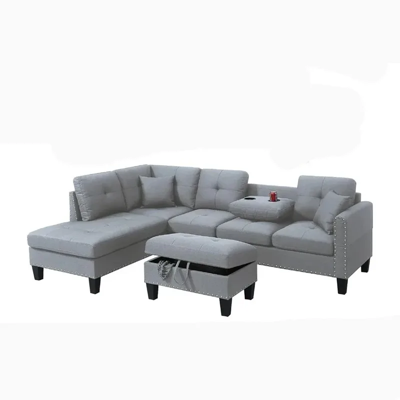 Combination Sofa Set,Includes Storage Footstool,Cup Holder,Rivet Accents Reversible Sofa, Modern Convertible Balcony Furniture
Combination Sofa Set,Includes Storage Footstool,Cup Holder,Rivet Accents Reversible Sofa, Modern Convertible Balcony Furniture