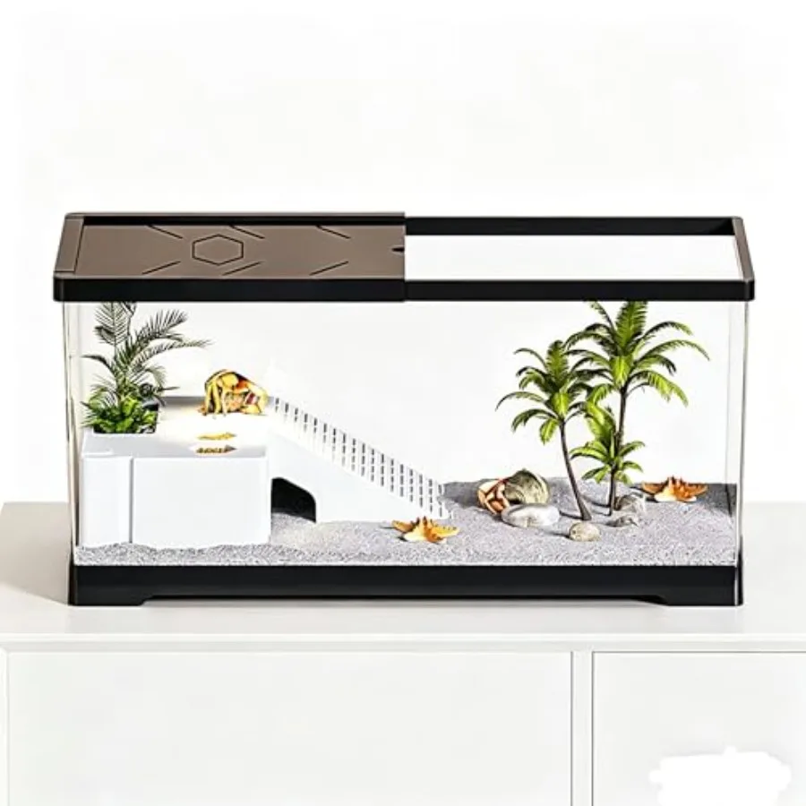 Aquatic Turtle Fish Tank for juvenile turtle, crayfish, crab, amphibian; PC material; black; basking platform bottom drainage
Aquatic Turtle Fish Tank for juvenile turtle, crayfish, crab, amphibian; PC material; black; basking platform bottom drainage