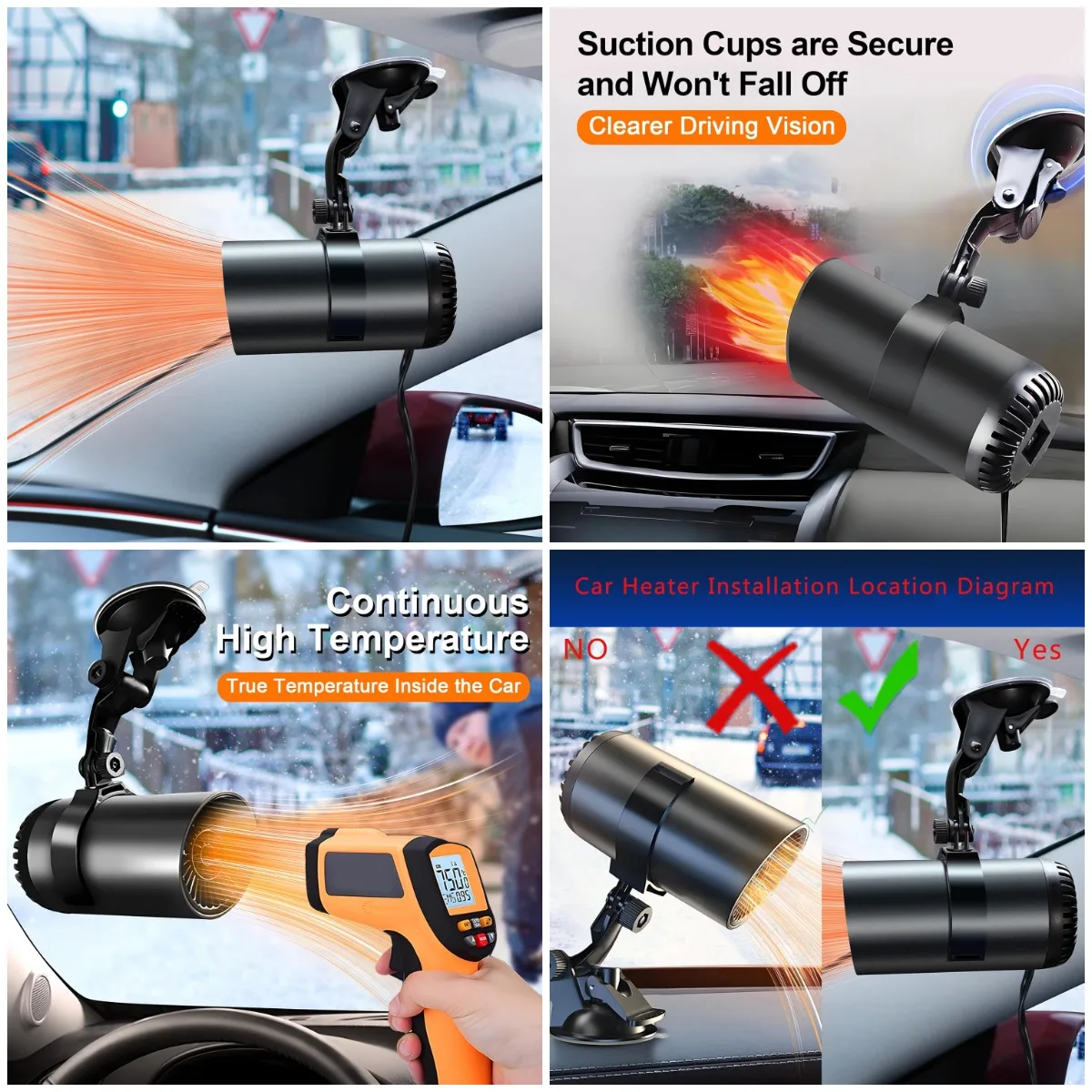 12V Car Heater 150W 2-in-1 Portable Fan Heater & Defroster with Suction Holder for All Cars (Black)
12V Car Heater 150W 2-in-1 Portable Fan Heater & Defroster with Suction Holder for All Cars (Black)