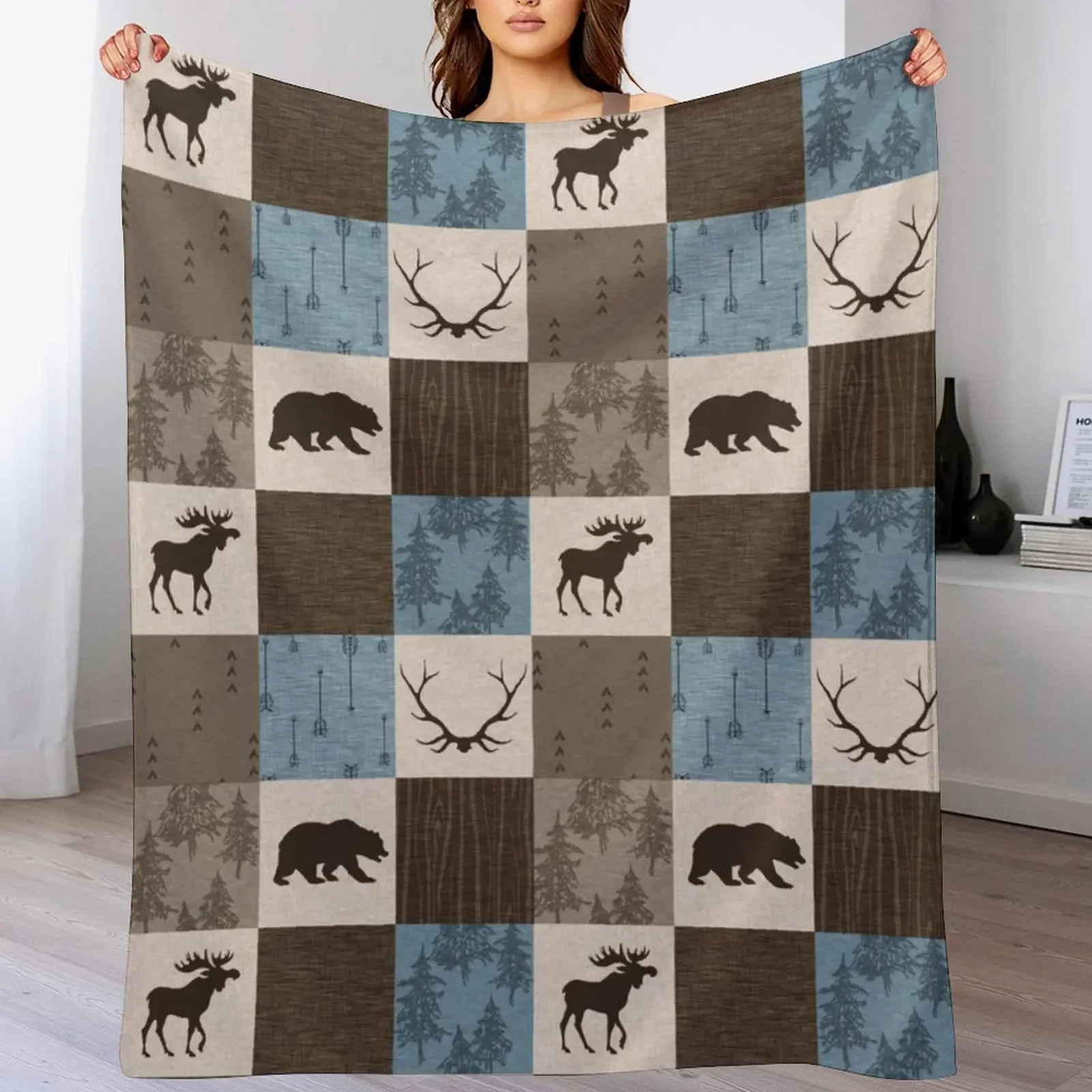 Woodland Patchwork- Blue, Brown And beige Throw Blanket Faux Fur Soft Warm Blanket for Bed
Woodland Patchwork- Blue, Brown And beige Throw Blanket Faux Fur Soft Warm Blanket for Bed