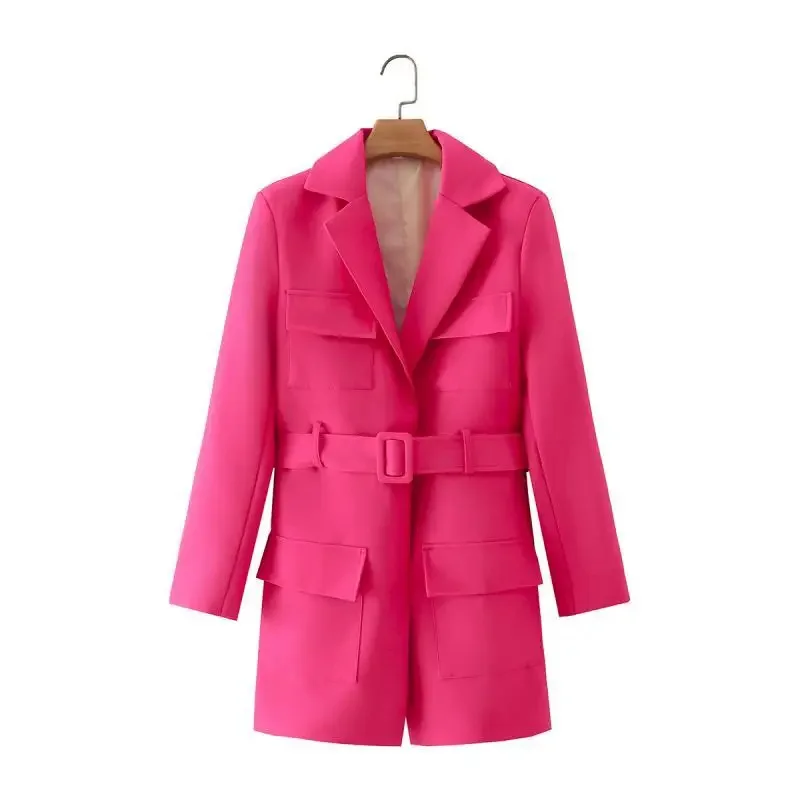 Vintage Mid-Length Rose Red Suit Jacket With Belt Spring New Women Notched Collar Long Sleeve Multi-pocket Slim Female Outwear
Vintage Mid-Length Rose Red Suit Jacket With Belt Spring New Women Notched Collar Long Sleeve Multi-pocket Slim Female Outwear