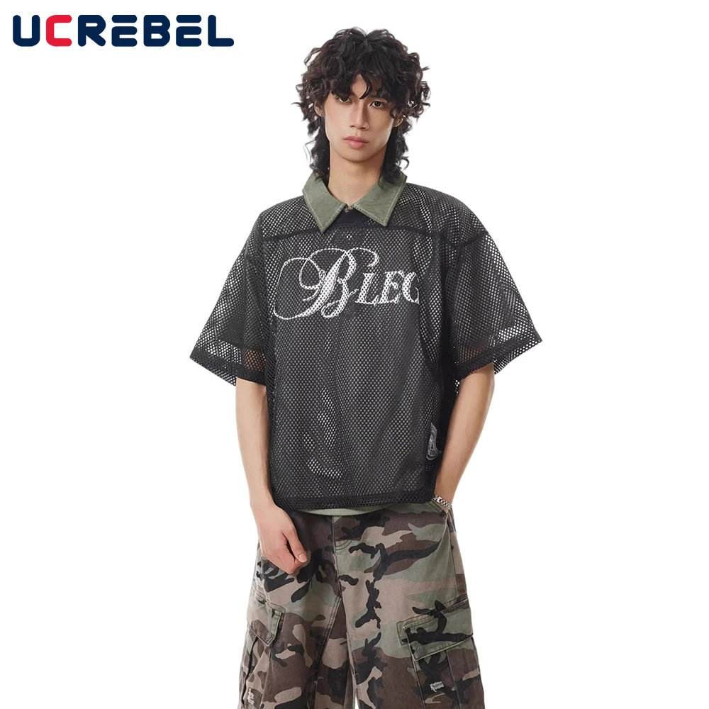 Letter Print Mesh Short Sleeve T-shirt Mens Hip Hop High Street Summer Loose Crew Neck Half-Sleeve Tshirt
Letter Print Mesh Short Sleeve T-shirt Mens Hip Hop High Street Summer Loose Crew Neck Half-Sleeve Tshirt