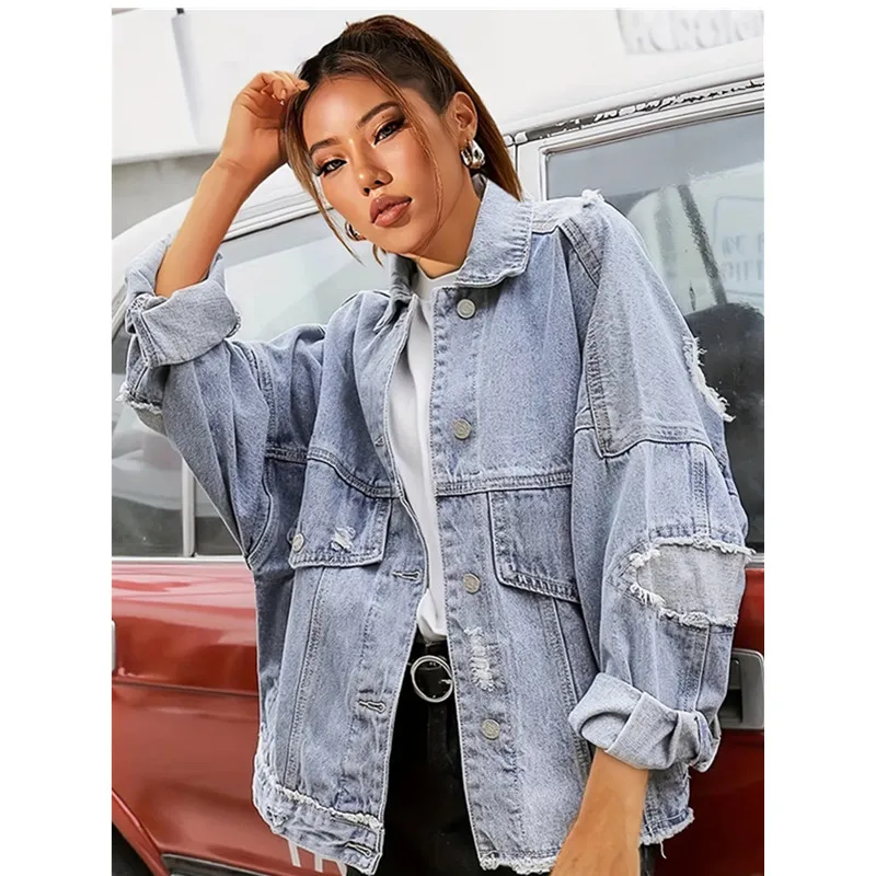 2025 Spring And Autumn New Korean Hole denim Coat Female Vintage Loose Jeans Jacket Women Outerwear Tops Streetwear Tide T871
2025 Spring And Autumn New Korean Hole denim Coat Female Vintage Loose Jeans Jacket Women Outerwear Tops Streetwear Tide T871