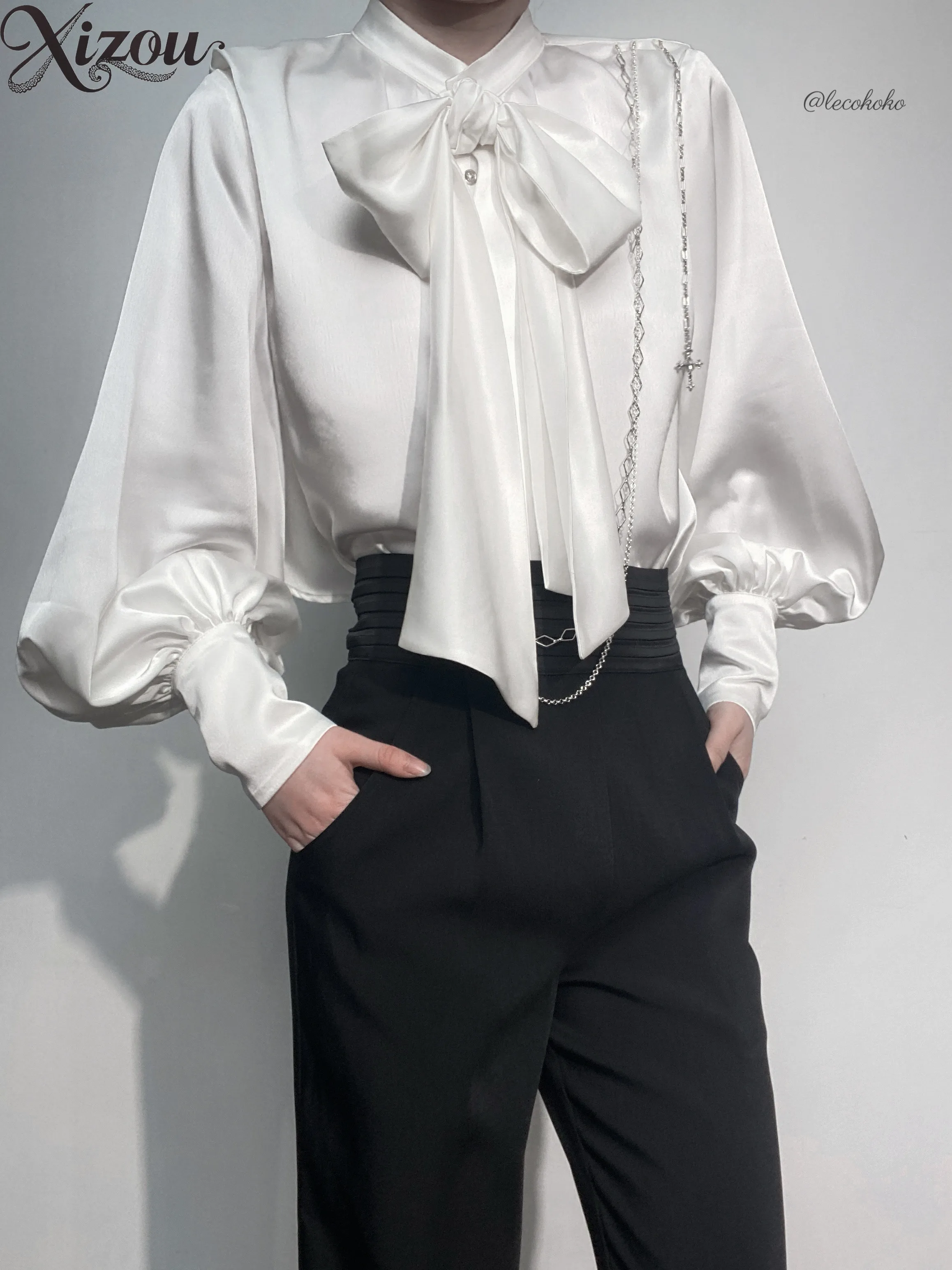 Casual Shirts 2026 New Spring and Autumn Long Sleeve Top Lolita Prince Gothic Shirt with Detachable Tie Solid Color Women Blouse
Casual Shirts 2026 New Spring and Autumn Long Sleeve Top Lolita Prince Gothic Shirt with Detachable Tie Solid Color Women Blouse