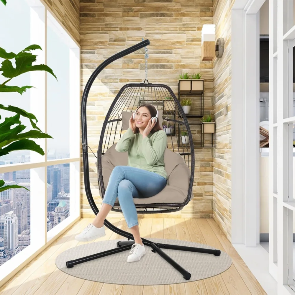 Egg Chair Outdoor With Stand Rattan Patio Basket Chair With Soft Cloud Polyester Cushion Adjustable Headset for Outdoor Garden
Egg Chair Outdoor With Stand Rattan Patio Basket Chair With Soft Cloud Polyester Cushion Adjustable Headset for Outdoor Garden