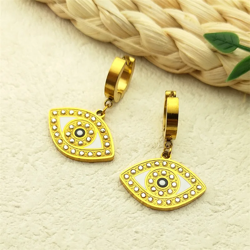 Vintage Rhinestone Evil Demon Eye Black Enamel Dangle Earrings for Women Stainless Steel Gold Plated Drop Earring Jewelry
Vintage Rhinestone Evil Demon Eye Black Enamel Dangle Earrings for Women Stainless Steel Gold Plated Drop Earring Jewelry