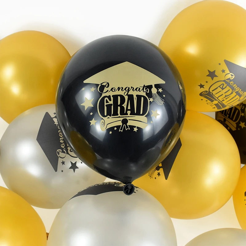 5pcs Graduation Latex Balloons Congrats GRAD Grad Cap Printed Party Balloons Black/Gold/Silvery Decor for Grad Party Backdrop
5pcs Graduation Latex Balloons Congrats GRAD Grad Cap Printed Party Balloons Black/Gold/Silvery Decor for Grad Party Backdrop