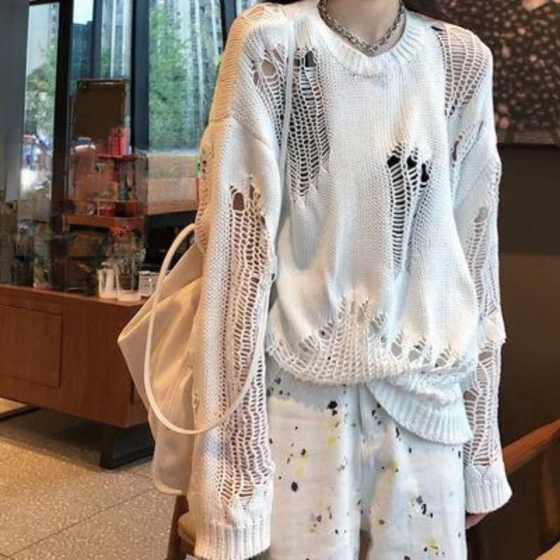 Subculture Harajuku Style Long Sleeve Pullovers Women Casual Hole Y2K Sweaters American Vintage Streetwear Jumpers Autumn 2025
Subculture Harajuku Style Long Sleeve Pullovers Women Casual Hole Y2K Sweaters American Vintage Streetwear Jumpers Autumn 2025