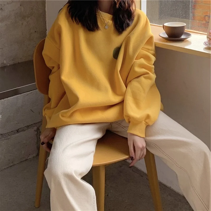 Yellow Oversize Sweatshirt Women's Chic Hong Kong Style Loose Couple Simple Early Autumn Clothing Cotton Polyester Blend
Yellow Oversize Sweatshirt Women's Chic Hong Kong Style Loose Couple Simple Early Autumn Clothing Cotton Polyester Blend