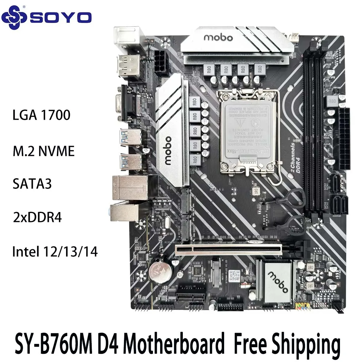Двухканальная игровая материнская плата SOYO Intel B760M DDR4 M.2 NVME LGA1700, поддержка процессора 12 13 поколения (12400/12600K/13400/13600K)
Двухканальная игровая материнская плата SOYO Intel B760M DDR4 M.2 NVME LGA1700, поддержка процессора 12 13 поколения (12400/12600K/13400/13600K)