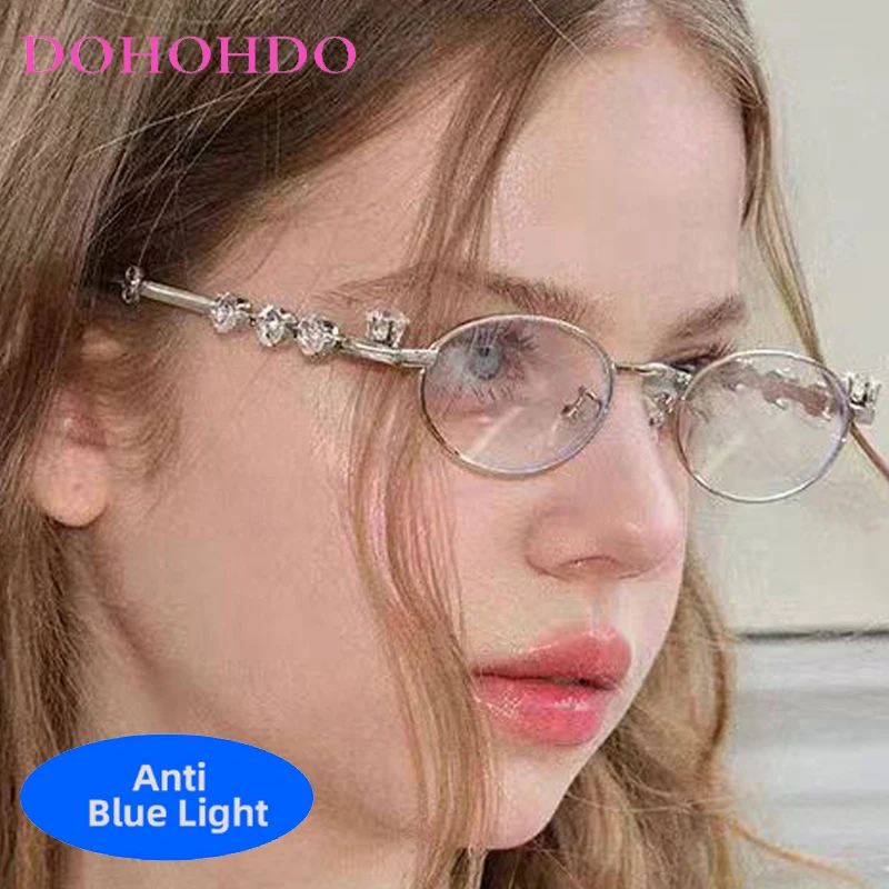 Retro Rhinestone Small Oval Metal Frame Anti Blue Light Computer Glasses Women Men New Fashion Brand Designer Classic Eyeglasses
Retro Rhinestone Small Oval Metal Frame Anti Blue Light Computer Glasses Women Men New Fashion Brand Designer Classic Eyeglasses