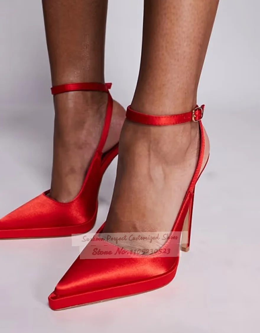 Red Coffee Satin Pointed Toe Platform Dress Pumps Slingback Strap Buckle Banquet Shoes Silk Cloth Elegant Party Stiletto Heels
Red Coffee Satin Pointed Toe Platform Dress Pumps Slingback Strap Buckle Banquet Shoes Silk Cloth Elegant Party Stiletto Heels
