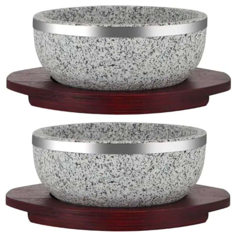 2 Pack Granite Stone Bowl 32 oz, Dolsot Pot with Wood Base for Cooking and Serving Korean Bibimbap, Soup, Rice, Ramen, Stew
2 Pack Granite Stone Bowl 32 oz, Dolsot Pot with Wood Base for Cooking and Serving Korean Bibimbap, Soup, Rice, Ramen, Stew