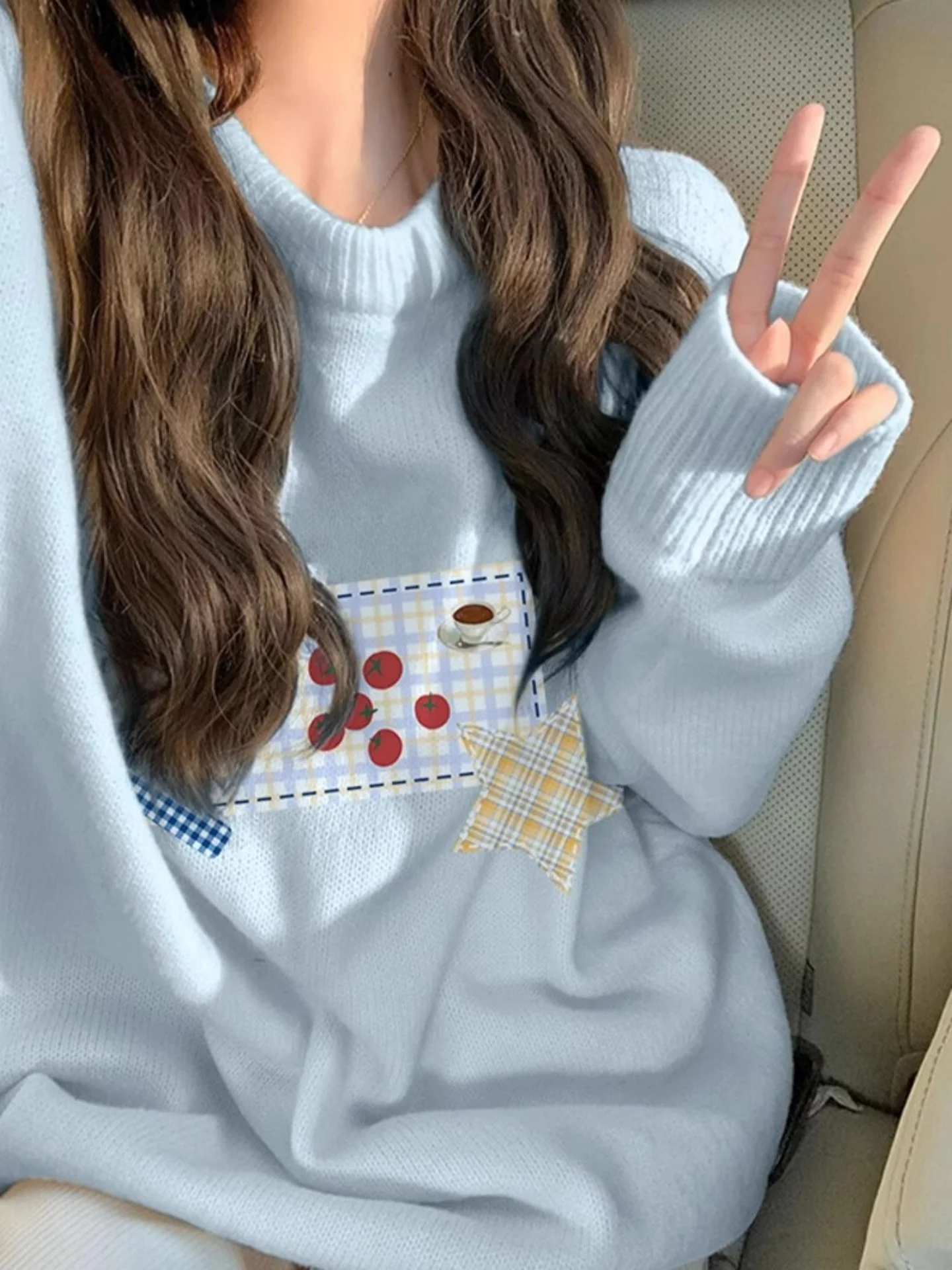 Корейский милый светло-голубой круглый свитер Ne, женский зимний свободный вязаный топ Lazy Sle, повседневный модный топ
Корейский милый светло-голубой круглый свитер Ne, женский зимний свободный вязаный топ Lazy Sle, повседневный модный топ