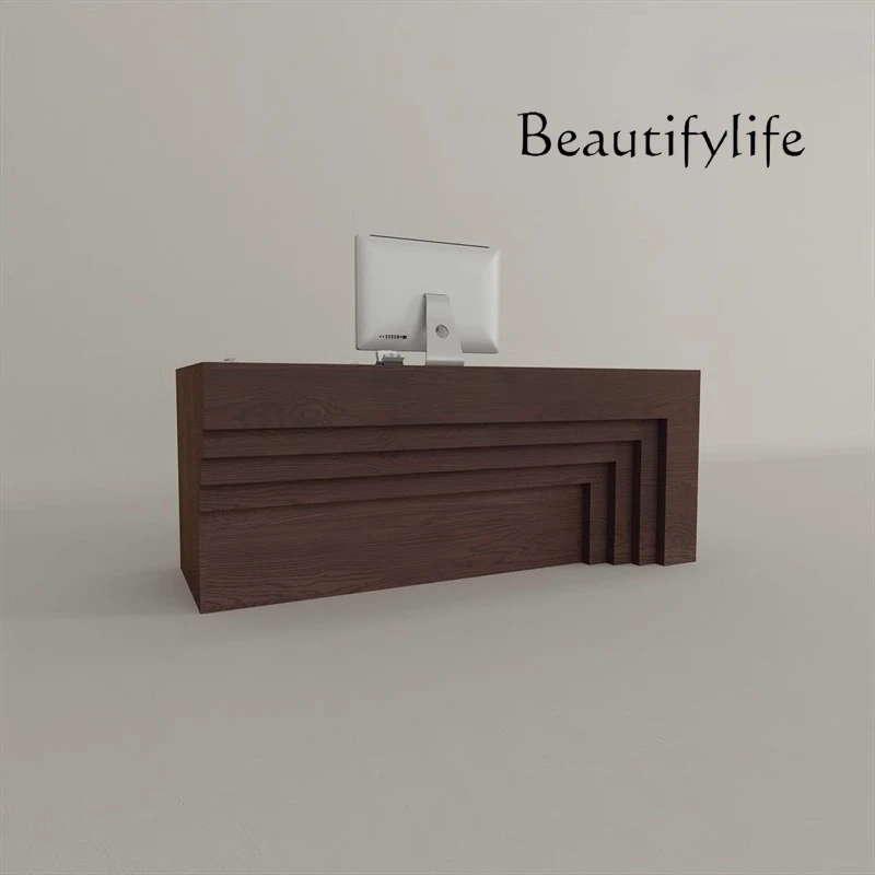 Company front desk creative checkout page art simple solid wood coffee color modern consultation counter welcome
Company front desk creative checkout page art simple solid wood coffee color modern consultation counter welcome