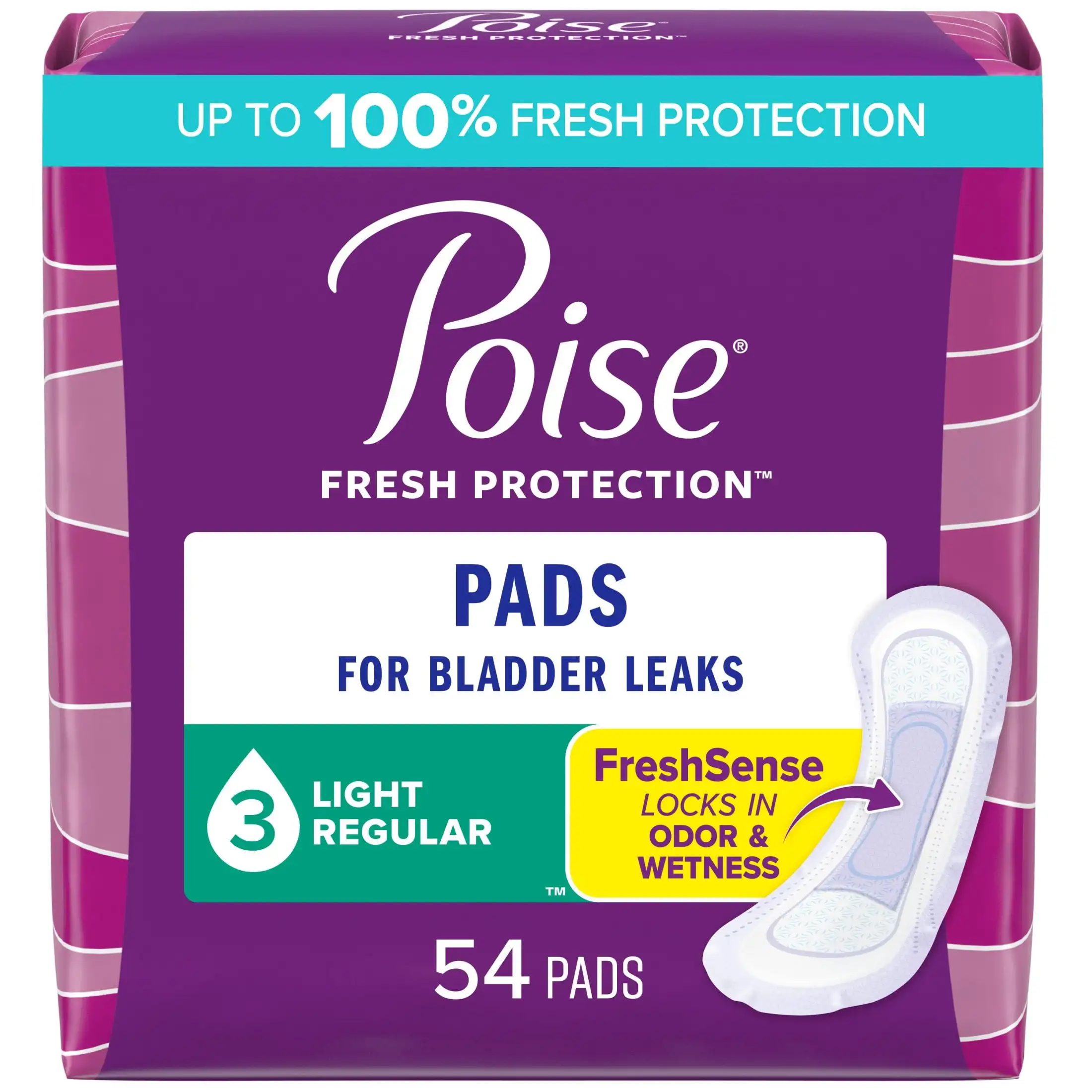 Incontinence Pads for Women,3 Drop Light Absorbency, Regular Length, 54 Count
Incontinence Pads for Women,3 Drop Light Absorbency, Regular Length, 54 Count