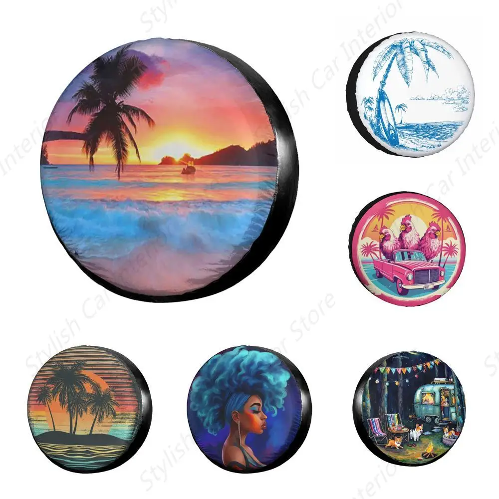 Ocean Sunrise Tropical Palm Tree Spare Tire Cover Polyester Universal Sunscreen Waterproof Wheel Covers for Trailer Rv SUV Truck
Ocean Sunrise Tropical Palm Tree Spare Tire Cover Polyester Universal Sunscreen Waterproof Wheel Covers for Trailer Rv SUV Truck