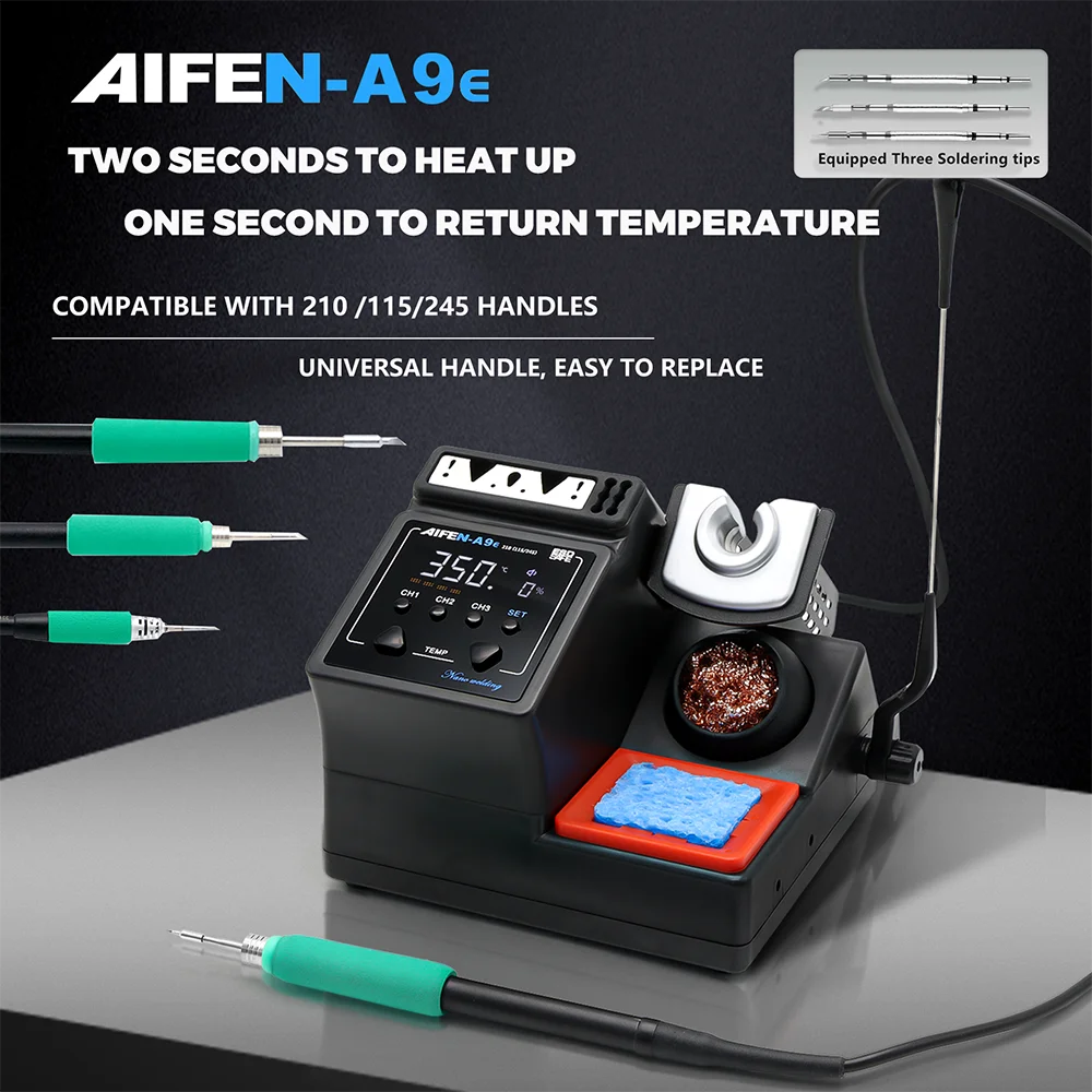 AIFEN A9E Soldering Station Compatible Original Soldering Iron Tip 210/245/115 Handle Control Temperature Welding Rework Station
AIFEN A9E Soldering Station Compatible Original Soldering Iron Tip 210/245/115 Handle Control Temperature Welding Rework Station