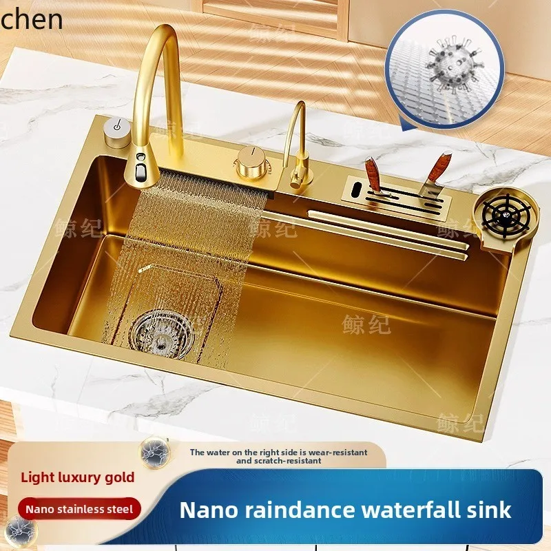 HTT Raindance Waterfall Sink 304 Stainless Steel Vegetable Washing Basin Kitchen Household Handmade Nano Undermount Basin
HTT Raindance Waterfall Sink 304 Stainless Steel Vegetable Washing Basin Kitchen Household Handmade Nano Undermount Basin