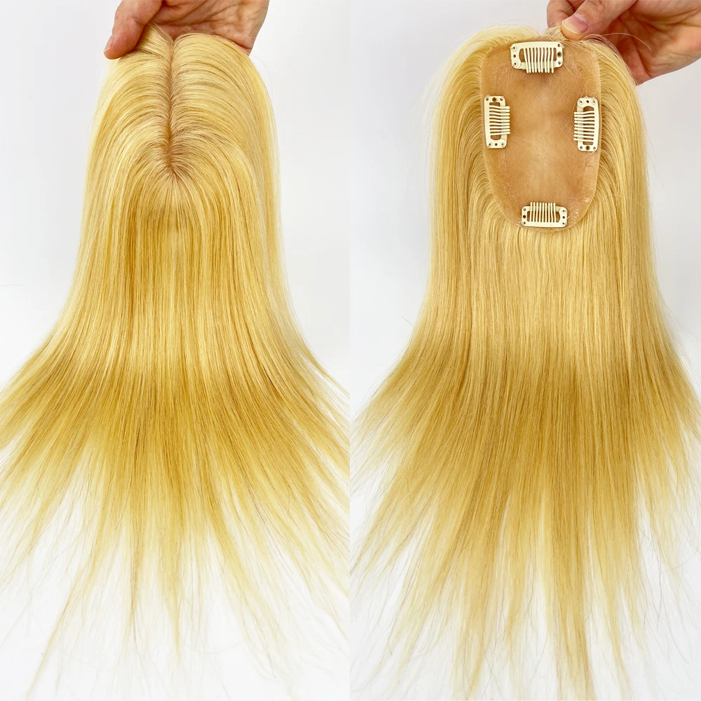 9x14cm Silk Skin Base Topper with Clips in #613 Light Blonde Real Remy Human Hair Cover for Women Silk Top Everyday Wear 8x12
9x14cm Silk Skin Base Topper with Clips in #613 Light Blonde Real Remy Human Hair Cover for Women Silk Top Everyday Wear 8x12