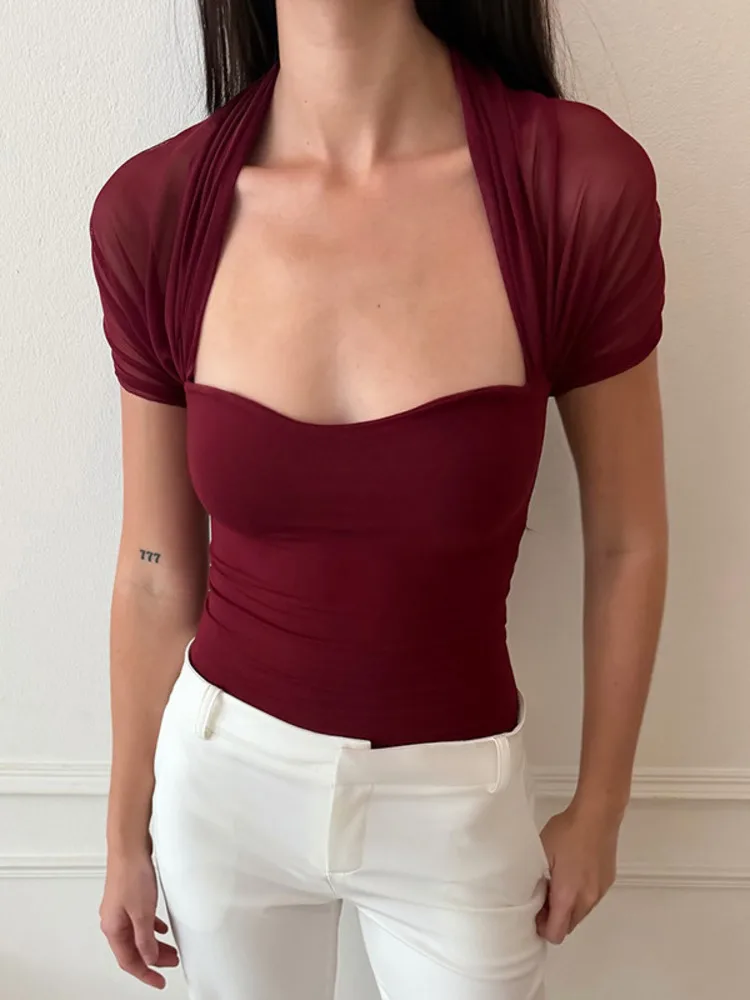 Apprabant Women Mesh Patchwork Square Neck Crop Top Slim Solid Color Sexy Y2K Soft Girl Streetwear Tee Casual Office Date Outfit
Apprabant Women Mesh Patchwork Square Neck Crop Top Slim Solid Color Sexy Y2K Soft Girl Streetwear Tee Casual Office Date Outfit