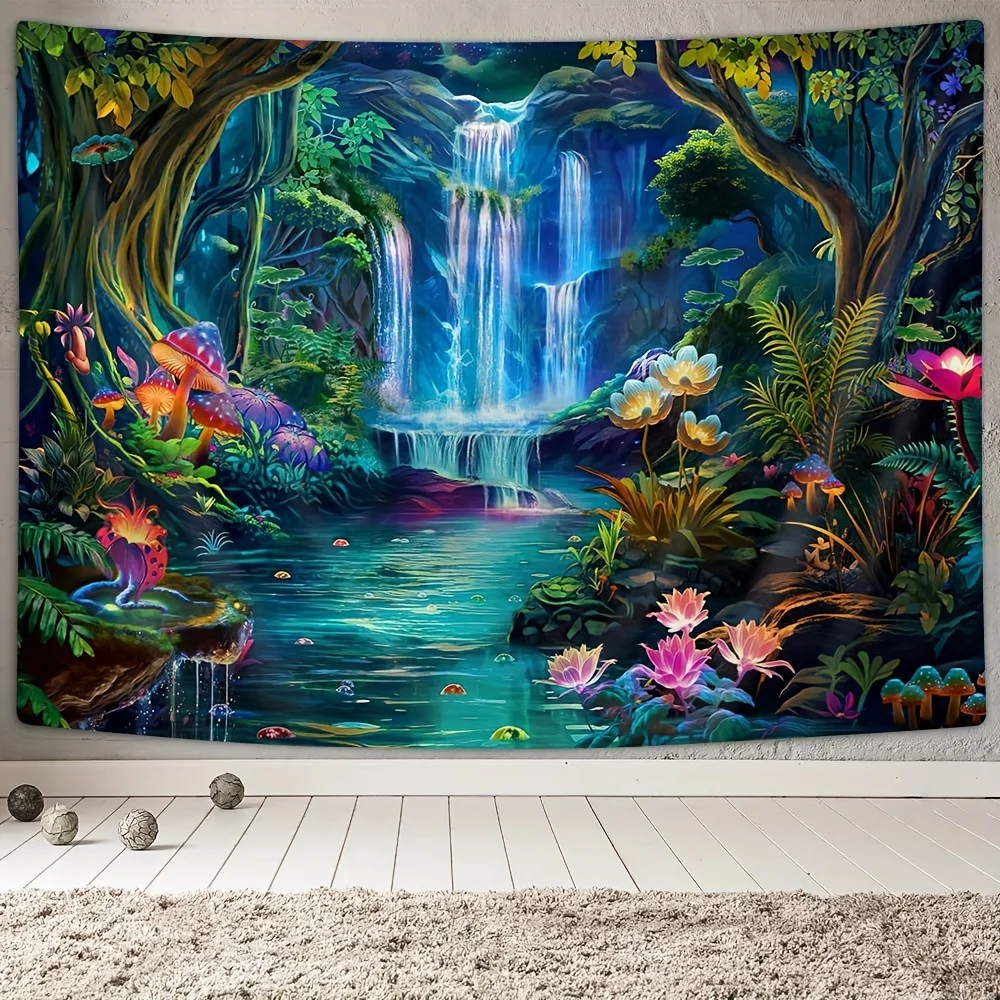 1pc Vibrant Jungle Landscape Tapestry - Jungle and Waterfall Prints, Lightweight Wall Hanging
1pc Vibrant Jungle Landscape Tapestry - Jungle and Waterfall Prints, Lightweight Wall Hanging
