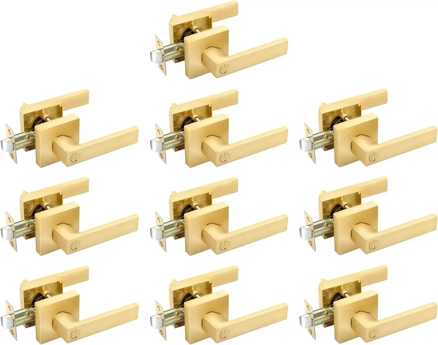 10 Pack Door Handle Set Interior Door Knobs in Satin Brass Finish, No Keys Privacy Door Levers, Bedroom Bathroom Indoor Use New
10 Pack Door Handle Set Interior Door Knobs in Satin Brass Finish, No Keys Privacy Door Levers, Bedroom Bathroom Indoor Use New
