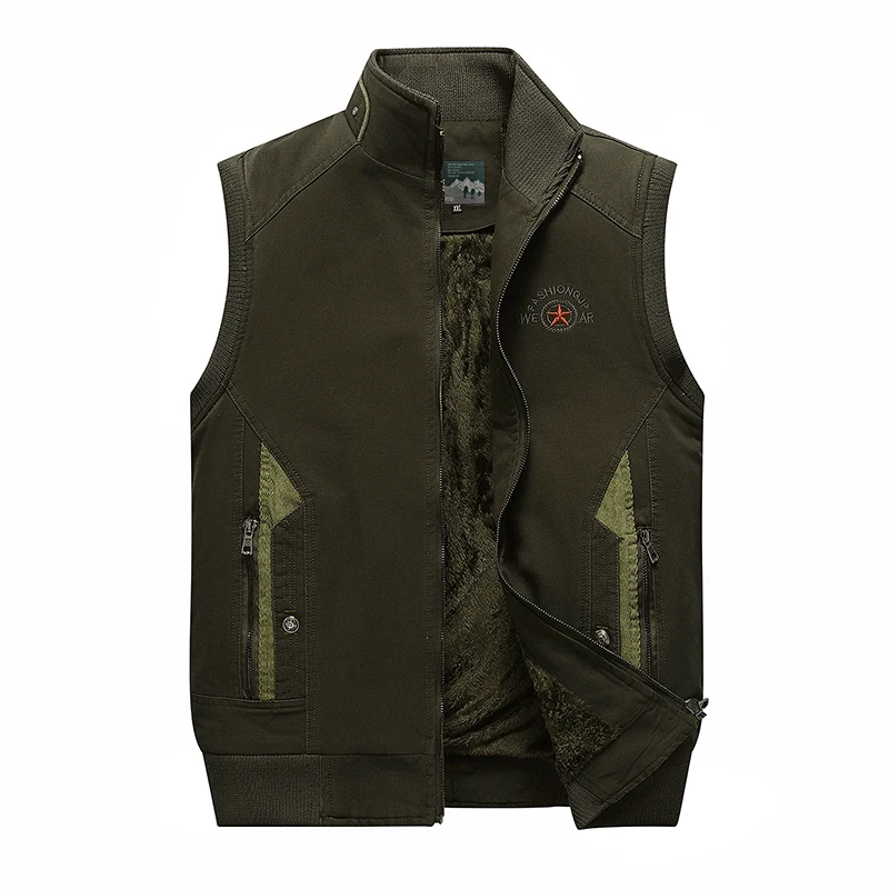 Vest Men Pockets Work Waistcoat 6XL New Men's Cargo Vests Winter Thick Fleece Warm Sleeveless Jacket Solid Color Tactical Coat
Vest Men Pockets Work Waistcoat 6XL New Men's Cargo Vests Winter Thick Fleece Warm Sleeveless Jacket Solid Color Tactical Coat