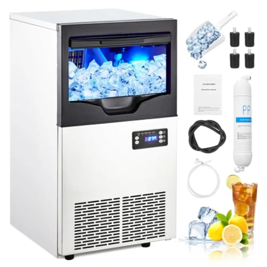 Commercial ice machine for home bar, restaurant, kitchen: 100 lbs/day output, 35 lbs storage bin, stainless steel, self-cleanin
Commercial ice machine for home bar, restaurant, kitchen: 100 lbs/day output, 35 lbs storage bin, stainless steel, self-cleanin