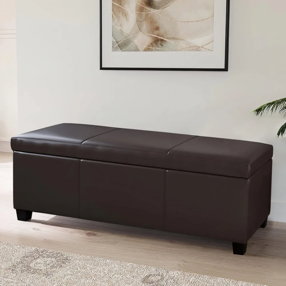 47 Inch Storage Ottoman, Faux Leather Storage Bench Bedroom Bench with Safety Close Hinge, Ottoman with Storage for Living Room
47 Inch Storage Ottoman, Faux Leather Storage Bench Bedroom Bench with Safety Close Hinge, Ottoman with Storage for Living Room