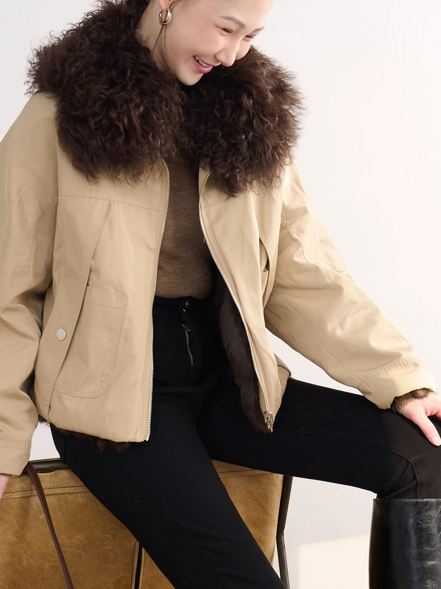 JPOO Rabbit Fur Collar Wool Blend ort Jaet Stand Fit Commute Sle Polyester Fiber Long Sve Zipper Closure Color
JPOO Rabbit Fur Collar Wool Blend ort Jaet Stand Fit Commute Sle Polyester Fiber Long Sve Zipper Closure Color