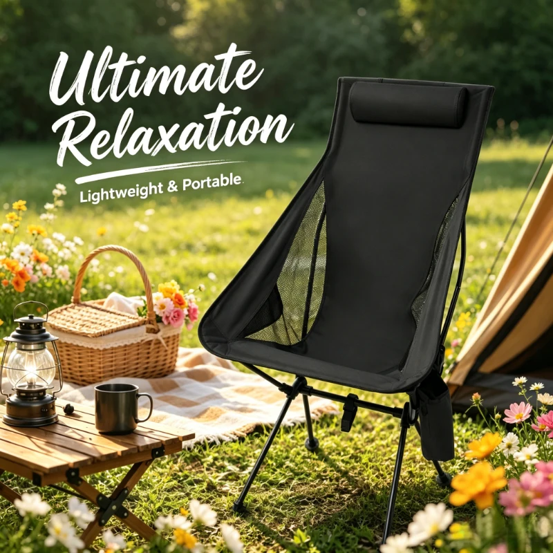 Compact Folding Camping Chair, Light Aluminum Structure & Comfort Headrest, Great for Outdoor Activities
Compact Folding Camping Chair, Light Aluminum Structure & Comfort Headrest, Great for Outdoor Activities