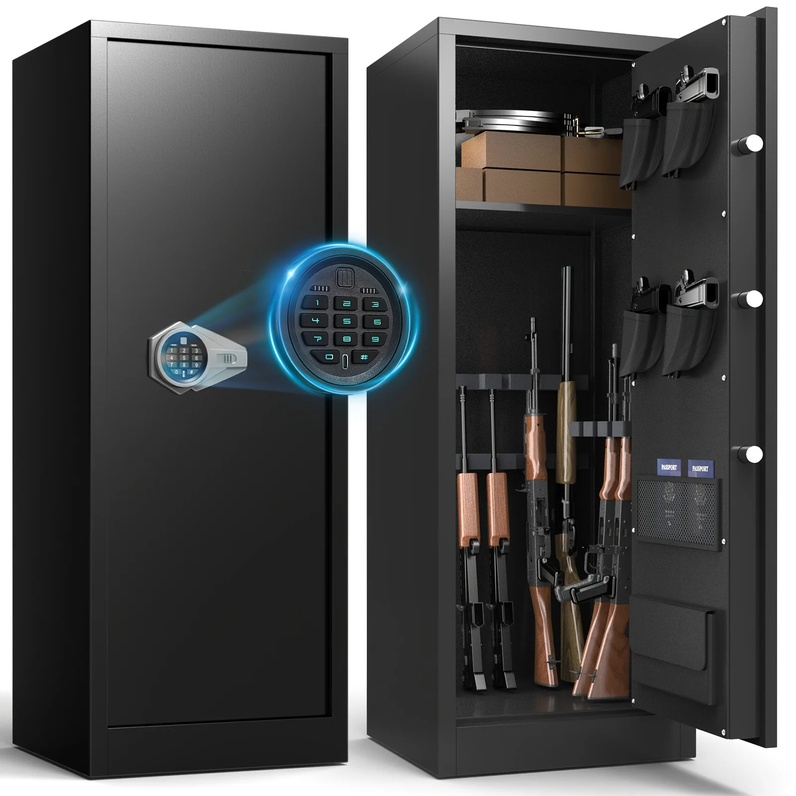 ANXINWEI Gun Safe, 8-10 Gun Cabinet, with Removable Shelves, Large Rifle Safe that Can Store Rifles and Pistols, with Digital Backlit Keyboard, Large Gun Cabinet that Can Be Opened Quickly, with Dual Alarms, Home Use Rifle Safe
ANXINWEI Gun Safe, 8-10 Gun Cabinet, with Removable Shelves, Large Rifle Safe that Can Store Rifles and Pistols, with Digital Backlit Keyboard, Large Gun Cabinet that Can Be Opened Quickly, with Dual Alarms, Home Use Rifle Safe