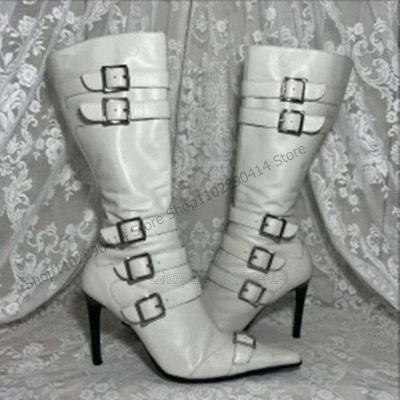 White Buckle Decor Matte Leather Boots Side Zipper Women Shoes Thin High Heels Fashion Party Banquet 2025 Zapatos Para Mujere
White Buckle Decor Matte Leather Boots Side Zipper Women Shoes Thin High Heels Fashion Party Banquet 2025 Zapatos Para Mujere