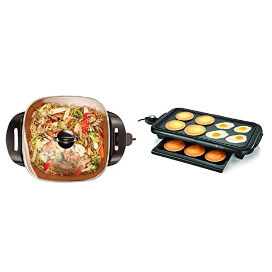 Electric Skillet Frying Pan Griddle and Warming Tray Bundle - Nonstick Copper Titanium Coating Adjustable Temperature Dishwashe
Electric Skillet Frying Pan Griddle and Warming Tray Bundle - Nonstick Copper Titanium Coating Adjustable Temperature Dishwashe