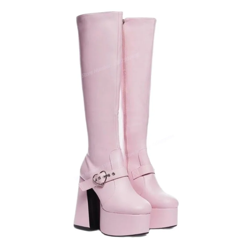 Pink Matte Leather Knee High Boots Buckle Decor Platform Round Toe Shoes for Women Chunky Heels Shoes 2023 Zapatos Para Mujere
Pink Matte Leather Knee High Boots Buckle Decor Platform Round Toe Shoes for Women Chunky Heels Shoes 2023 Zapatos Para Mujere
