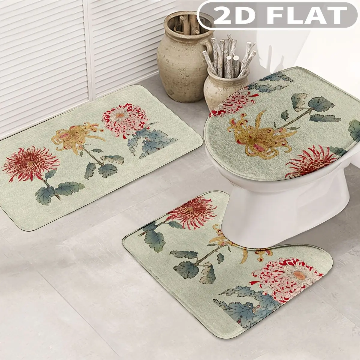 3pcs Bathroom Rug Set Floral With Red And Yellow Flowers 3pcs Bath Mats Set for Bathroom Non-Slip Cover Mat
3pcs Bathroom Rug Set Floral With Red And Yellow Flowers 3pcs Bath Mats Set for Bathroom Non-Slip Cover Mat