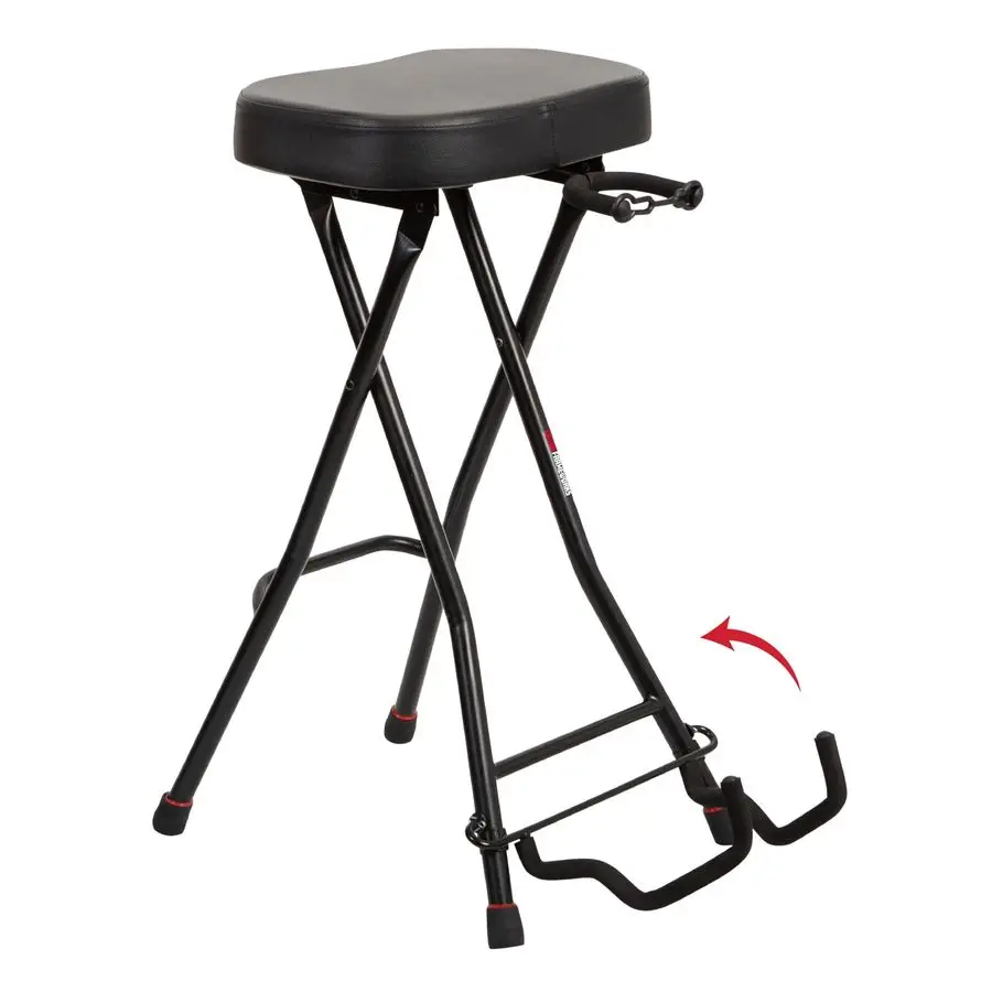 Foldable Guitar Stool with Padded Seat and Rear Mounted Guitar Hanger, GFWGTRSTOOL
Foldable Guitar Stool with Padded Seat and Rear Mounted Guitar Hanger, GFWGTRSTOOL