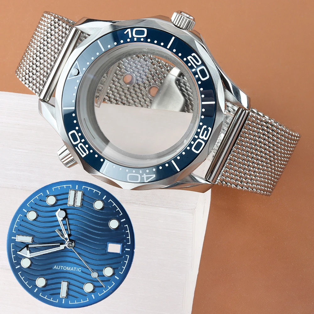 NH35 Watch Case Dial For Seamaster 300 41MM Stainless Steel Case Mesh Strap For NH35 Movement 31mm Dial Hands Green Luminous
NH35 Watch Case Dial For Seamaster 300 41MM Stainless Steel Case Mesh Strap For NH35 Movement 31mm Dial Hands Green Luminous