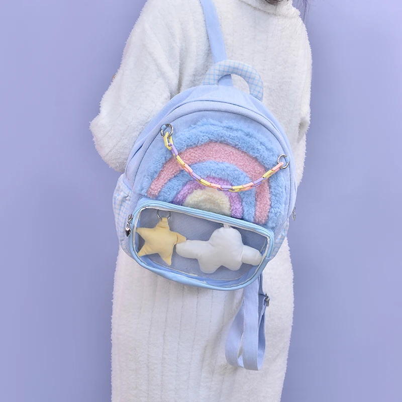 Rainbow Plush Fur Spliced Ita Bag Student Mochila Teenage Girls Backpack Sweet Cute High Capacity Mochilas Bags for Woman
Rainbow Plush Fur Spliced Ita Bag Student Mochila Teenage Girls Backpack Sweet Cute High Capacity Mochilas Bags for Woman