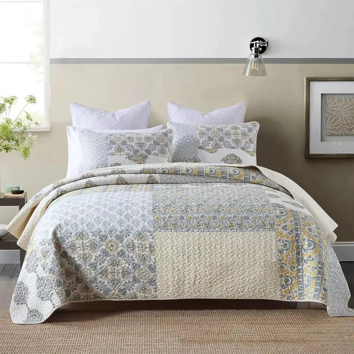 Stylish Patchwork Comforter Set 3PCS, King Size Cotton Quilt Bedspread, Summer Coverlet Blanket, Lightweight & Breathable
Stylish Patchwork Comforter Set 3PCS, King Size Cotton Quilt Bedspread, Summer Coverlet Blanket, Lightweight & Breathable