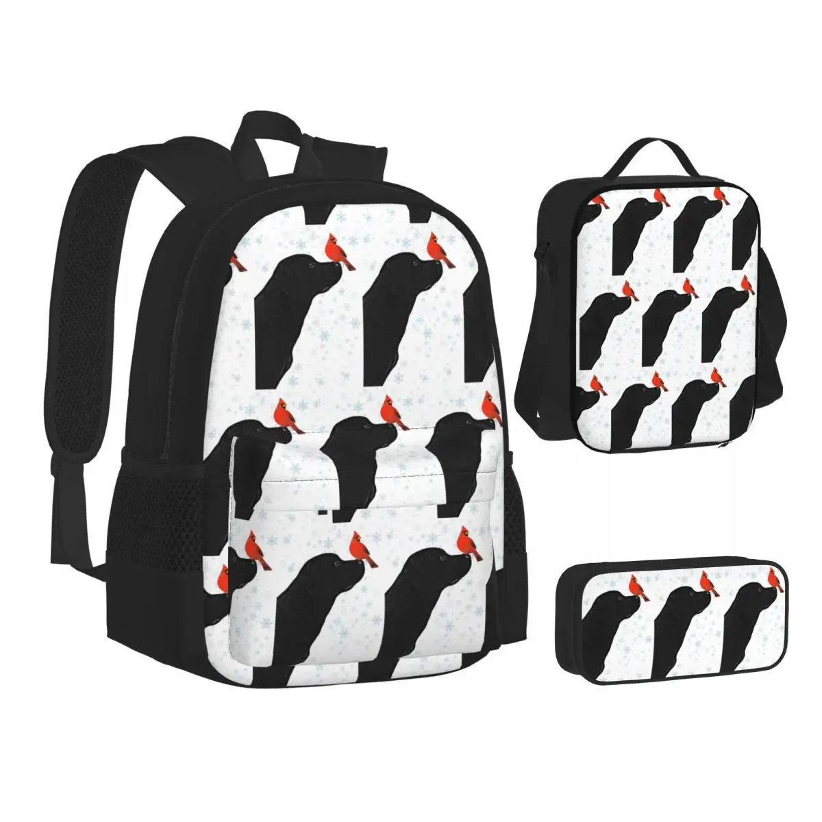 Black Labrador Christmas And Cardinal Bird Backpacks Bookbag School Bags Kids Rucksack Lunch Bag Pen Bag Three-Piece Set
Black Labrador Christmas And Cardinal Bird Backpacks Bookbag School Bags Kids Rucksack Lunch Bag Pen Bag Three-Piece Set