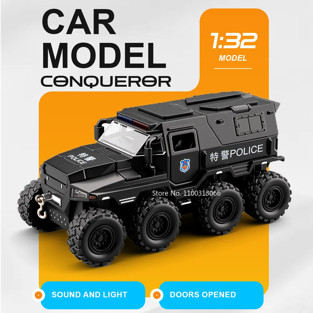 1:32 Conqueror Sabertooth Police Car Alloy Miniature Diecast Toy Model Pull Back with Sound Light Doors Opened Vehices Boy Gifts
1:32 Conqueror Sabertooth Police Car Alloy Miniature Diecast Toy Model Pull Back with Sound Light Doors Opened Vehices Boy Gifts