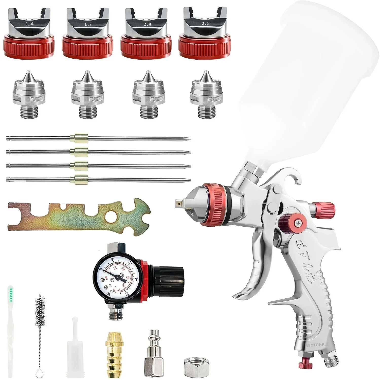 LVLP Spray Gun H2008 1.4/1.7/2.0/2.5mm Nozzle and Air Pressure Regulator Gauge Professional Gravity Feed Paint Gun Sprayer
LVLP Spray Gun H2008 1.4/1.7/2.0/2.5mm Nozzle and Air Pressure Regulator Gauge Professional Gravity Feed Paint Gun Sprayer