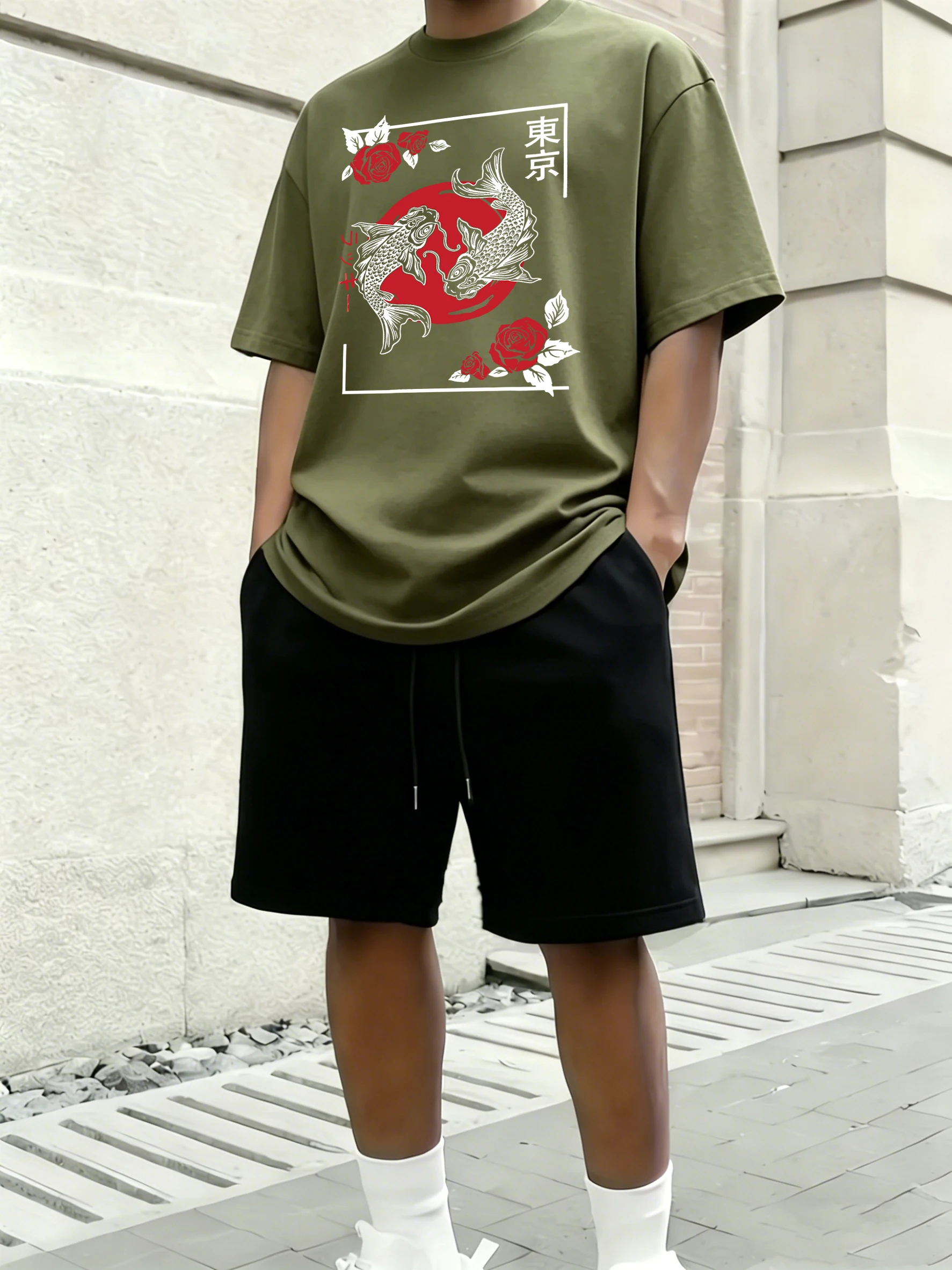 Tokyo Koi Fish Rose Harajuku Pattern Cotton Summer Soft Male Tee & Shorts 2 Piece Set Cool All-Match Short Pocket Classic Bottom
Tokyo Koi Fish Rose Harajuku Pattern Cotton Summer Soft Male Tee & Shorts 2 Piece Set Cool All-Match Short Pocket Classic Bottom
