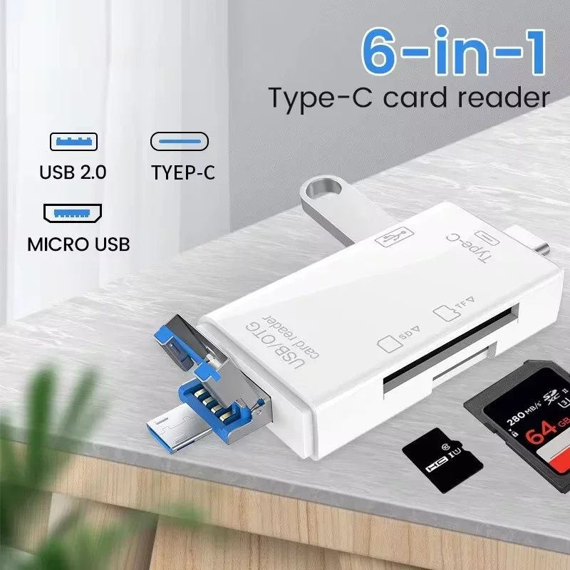 6 в 1 Otg Type C Card Reader Usb 2.0 TF Mirco SD Smart Memory Flash Drive Адаптер Micro Аксессуары для мобильных телефонов
6 в 1 Otg Type C Card Reader Usb 2.0 TF Mirco SD Smart Memory Flash Drive Адаптер Micro Аксессуары для мобильных телефонов