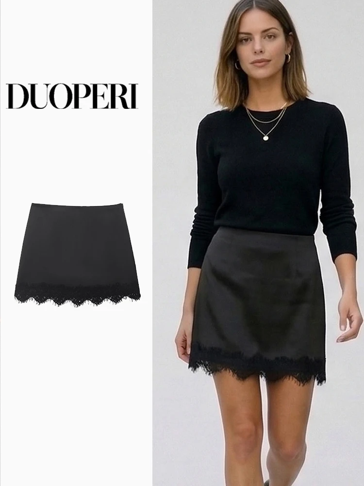 DUOPERI Women Fashion Solid Lace Hem Side Zipper Mini Skirts Skorts Vintage High Waist Female Chic Lady Shorts
DUOPERI Women Fashion Solid Lace Hem Side Zipper Mini Skirts Skorts Vintage High Waist Female Chic Lady Shorts